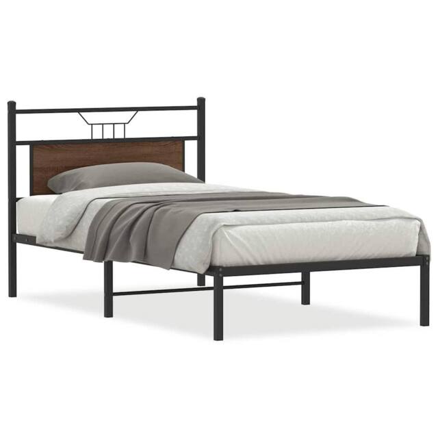 Berkfield Home Bed Frame without Mattress Brown Oak 100x200 cm Engineered Wood - image 1