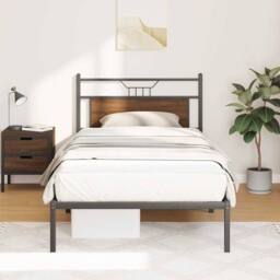 Berkfield Home Bed Frame without Mattress Brown Oak 100x200 cm Engineered Wood - thumbnail 4