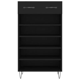 Berkfield Home Shoe Cabinet Black 60x35x105 cm Engineered Wood - Size: 60 x 35 x 105 cm - thumbnail 6