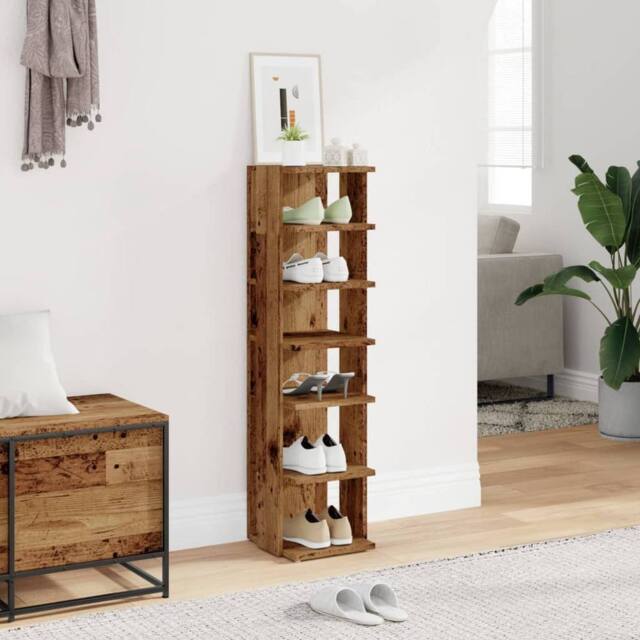 Berkfield Home Shoe Cabinet Old Wood 28x27x102 cm Engineered Wood in Brown - Size: 28 x 27 x 102 cm - image 1