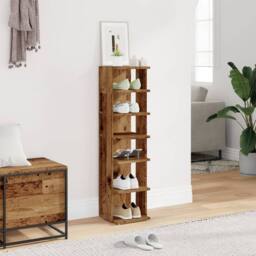 Berkfield Home Shoe Cabinet Old Wood 28x27x102 cm Engineered Wood in Brown - Size: 28 x 27 x 102 cm - thumbnail 1