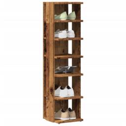 Berkfield Home Shoe Cabinet Old Wood 28x27x102 cm Engineered Wood in Brown - Size: 28 x 27 x 102 cm - thumbnail 2