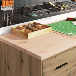 Berkfield Home Garage Storage Cabinet Artisan Oak 40x51x85 cm Solid Wood Pine in Brown - Size: 40 x 51 x 85 cm - thumbnail 4