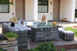 Alivio 8-Seater Garden Rattan Sofa Set, PE Rattan Garden Furniture Set with Coffee Table, Anti-UV Cushions for Indoor Outdoor in Grey - thumbnail 3