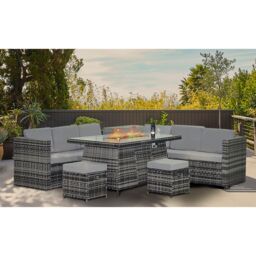 Alivio 8-Seater Garden Rattan Sofa Set, PE Rattan Garden Furniture Set with Coffee Table, Anti-UV Cushions for Indoor Outdoor in Grey - thumbnail 1