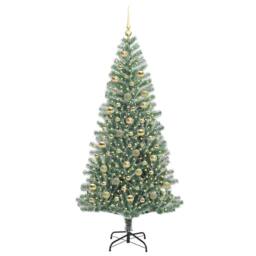 Berkfield Home Artificial Christmas Tree Snow Flocked with LED Light 210 cm in Green - thumbnail 3