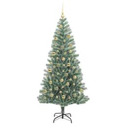 Berkfield Home Artificial Christmas Tree Snow Flocked with LED Light 210 cm in Green - thumbnail 4