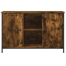 Berkfield Home TV Cabinet Smoked Oak 100x35x65 cm Engineered Wood in Brown - Size: 100 x 35 x 65 cm - thumbnail 5