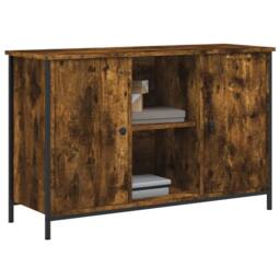 Berkfield Home TV Cabinet Smoked Oak 100x35x65 cm Engineered Wood in Brown - Size: 100 x 35 x 65 cm - thumbnail 3