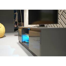 Creative Furniture Aura TV Unit 120cm - Dark Grey with Gloss Doors & LED Lights - thumbnail 4