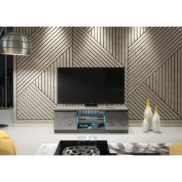 Creative Furniture Aura TV Unit 120cm - Dark Grey with Gloss Doors & LED Lights - thumbnail 2