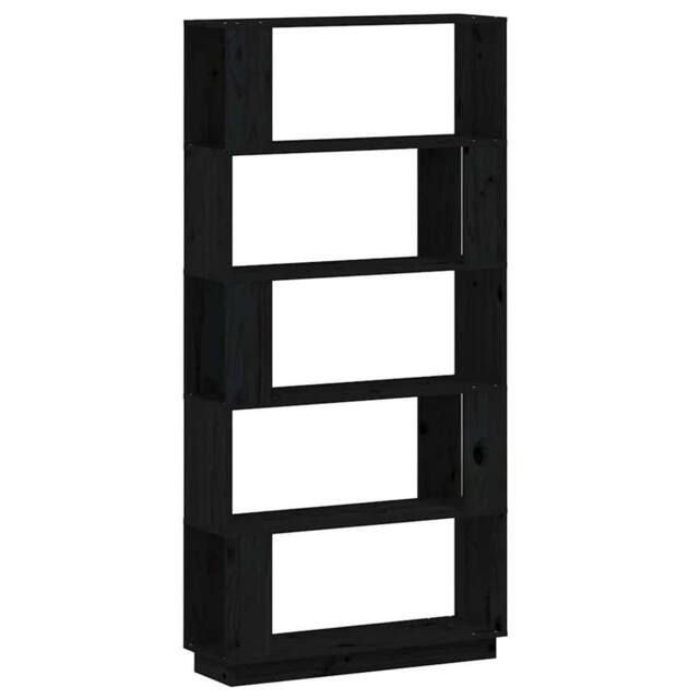 Berkfield Home Book Cabinet/Room Divider Black 80x25x163.5 cm Solid Wood Pine - image 1