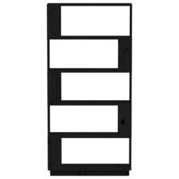 Berkfield Home Book Cabinet/Room Divider Black 80x25x163.5 cm Solid Wood Pine - thumbnail 3