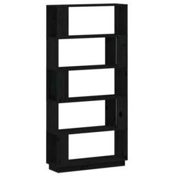 Berkfield Home Book Cabinet/Room Divider Black 80x25x163.5 cm Solid Wood Pine - thumbnail 1