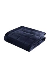 Catherine Lansfield 'Kingsley Matt Velvet' Quilted Bedspread in Navy - thumbnail 3