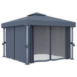 Berkfield Home Gazebo with Curtain 3x3 m Anthracite Aluminium in Dark Grey - thumbnail 3