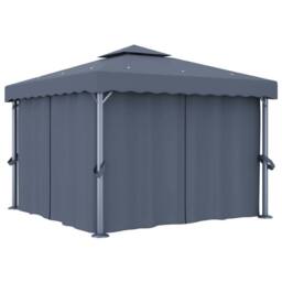 Berkfield Home Gazebo with Curtain 3x3 m Anthracite Aluminium in Dark Grey - thumbnail 2