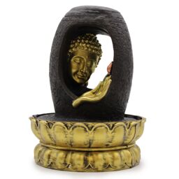 KDMD Tabletop Water Feature - 30cm - Golden Buddha & Vitarka Mudra in Gold - thumbnail 1