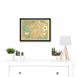 Artery8 Chase 1935 Pictorial Map France Historic Monuments Buildings Artwork Framed Wall Art Print A4 in Black - thumbnail 2
