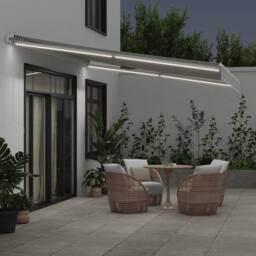 Berkfield Home Manual Retractable Awning with LED Anthracite&White 450x300 cm - thumbnail 3