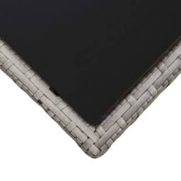 Berkfield Home Modern Coffee Table Grey 45x45x40 cm Poly Rattan & Glass - Size: 45 x 45 x 40 cm - thumbnail 4