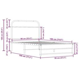 Berkfield Home Bed Frame Without Mattress 90x190 cm Smoked Oak Engineered Wood in Brown - thumbnail 9