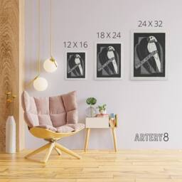 "Artery8 Stylised Parakeet Birds Samuel J De Mesquita Canvas Wall Art Print in Black - Size: W12"" x H16""" - thumbnail 4