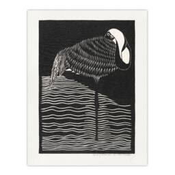 "Artery8 Stylised White Necked Crane De Mesquita Wall Art Poster Print in Black - Size: W18"" x H24""" - thumbnail 1