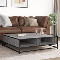 Berkfield Home Coffee Table Grey Sonoma 100x100x30 cm Engineered Wood & Metal - Size: 100 x 100 x 30 cm - thumbnail 3