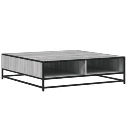 Berkfield Home Coffee Table Grey Sonoma 100x100x30 cm Engineered Wood & Metal - Size: 100 x 100 x 30 cm - thumbnail 2