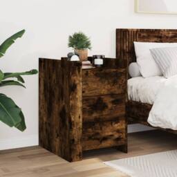Berkfield Home Bedside Cabinet Smoked Oak 45x50x65 cm Engineered Wood in Brown - Size: 45 x 50 x 65 cm - thumbnail 3