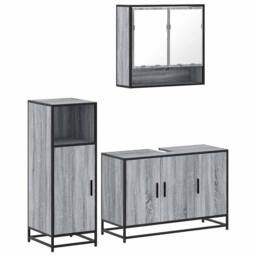 Berkfield Home 3 Piece Bathroom Furniture Set Grey Sonoma Engineered Wood - thumbnail 1