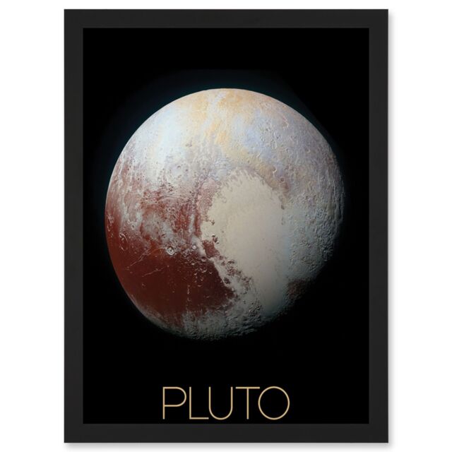 Artery8 NASA Our Solar System Pluto New Horizons Enhanced Colour Image Artwork Framed Wall Art Print A4 in Black - image 1
