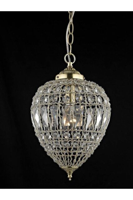 Netlighting Bombay Bead Large Satin Brass Pendant Ceiling Light in Yellow