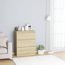 Berkfield Home Sideboard Sonoma Oak 60x35x76 cm Engineered Wood in Brown - Size: 60 x 35 x 76 cm - thumbnail 1