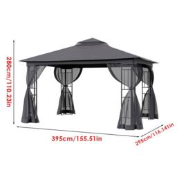 Living and Home 13x10ft Outdoor Garden Gazebo Shade Canopy in Black - thumbnail 9