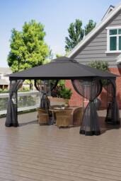 Living and Home 13x10ft Outdoor Garden Gazebo Shade Canopy in Black - thumbnail 3