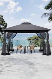 Living and Home 13x10ft Outdoor Garden Gazebo Shade Canopy in Black