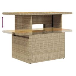 Berkfield Home Garden Table Beige 100x55x73 cm Poly Rattan & Acacia Wood - Size: 100 x 55 x 73 cm - thumbnail 8