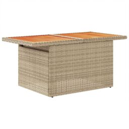 Berkfield Home Garden Table Beige 100x55x73 cm Poly Rattan & Acacia Wood - Size: 100 x 55 x 73 cm - thumbnail 4
