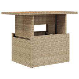 Berkfield Home Garden Table Beige 100x55x73 cm Poly Rattan & Acacia Wood - Size: 100 x 55 x 73 cm - thumbnail 2