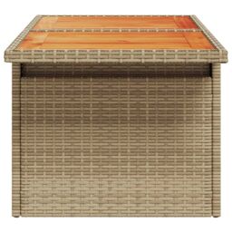 Berkfield Home Garden Table Beige 100x55x73 cm Poly Rattan & Acacia Wood - Size: 100 x 55 x 73 cm - thumbnail 6