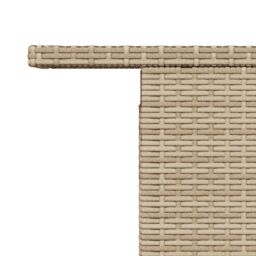 Berkfield Home Garden Table Beige 100x55x73 cm Poly Rattan & Acacia Wood - Size: 100 x 55 x 73 cm - thumbnail 9