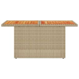 Berkfield Home Garden Table Beige 100x55x73 cm Poly Rattan & Acacia Wood - Size: 100 x 55 x 73 cm - thumbnail 5