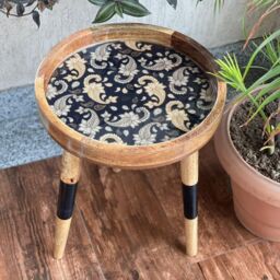 Hartsmede Handmade Side Table Solid Mango Wood Detachable Legs French Paisley in Black - thumbnail 6
