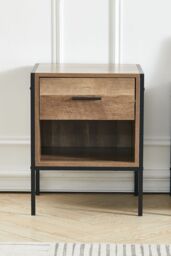 Living and Home Wooden Nightstand Sofa Side Table with Drawer in Brown - thumbnail 3