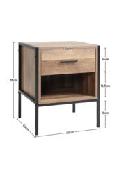 Living and Home Wooden Nightstand Sofa Side Table with Drawer in Brown - thumbnail 6