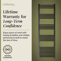 Balterley Straight Heated Towel Rail Radiator, 906W, 500 x 1600mm, Matt Black - thumbnail 7