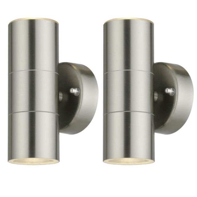 First Choice Lighting Set of 2 Blaze - Stainless Steel Outdoor Up Down Wall Lights in Silver - image 1