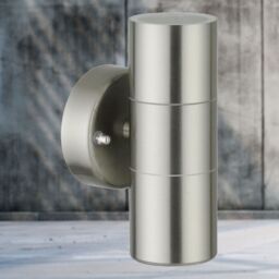 First Choice Lighting Set of 2 Blaze - Stainless Steel Outdoor Up Down Wall Lights in Silver - thumbnail 7